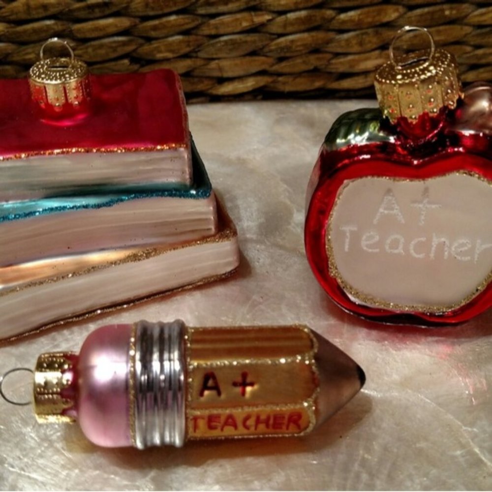 Teacher Ornaments, Bella Lux Glass, NEW